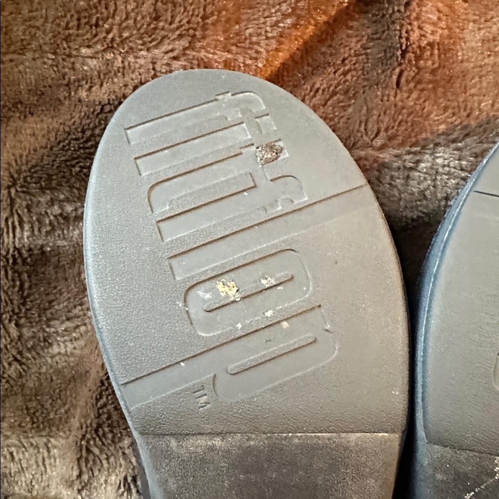 Fitflop Pilar Leather Platform Navy Mules with Buckle - Picture 11 of 12